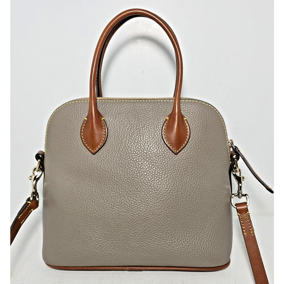 Dooney & Bourke Domed Satchel /Crossbody Taupe/Tan Pebble Leather & Tan Wallet - Picture 3 of 16